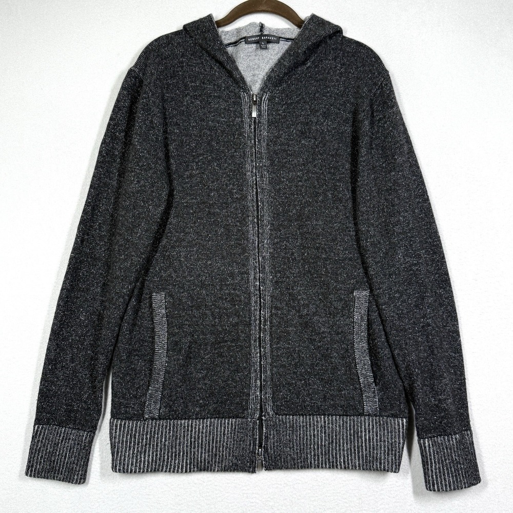 Robert Barakett Hoodie Jacket Mens Large 100% Wool Soft Full Zip Sweater Vander